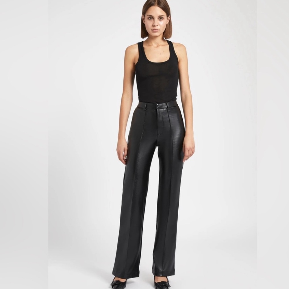 Because of Alice Wide Leg Black Leather Trouser